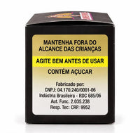 Face lateral da embalagem com os avisos legais e os dados do fabricante